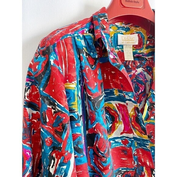 Vintage Womens Rainbow Tunic Popover Top Sz 14 90s Y2K Primary Pride Colorful - Picture 2 of 9